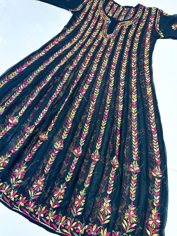 Georgette Black Chikankari Anarkali with Inner