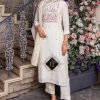 Premium Muslin Fabric Suit with Pants and Block Print Chanderi Dupatta - White
