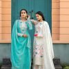 Chinnon Silk Straight Designer Suit- 3Pc Kurti, Pant & Dupatta - Green, White & Peach Pink