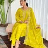 Pure Crepe Jaipuri Suit - 3Pc - Neon Yellow