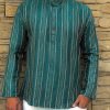 Mens Cotton Short Kurta - Golden Striped - 5 Colors