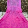 Georgette Chikankari Mirror Work Angrakha Style Gown (With Matching Inner) - Ombre Colored
