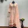 Fox Georgette Anarkali Sequence Embroidered with Dupatta - 2Pc - Peach