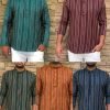 Mens Cotton Short Kurta - Golden Striped - 5 Colors