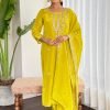 Pure Crepe Jaipuri Suit - 3Pc - Neon Yellow