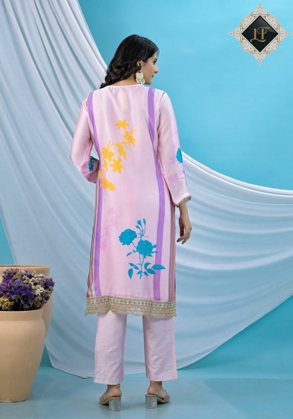 Pure Crepe Jaipuri Suit - 3Pc - Floral Pink