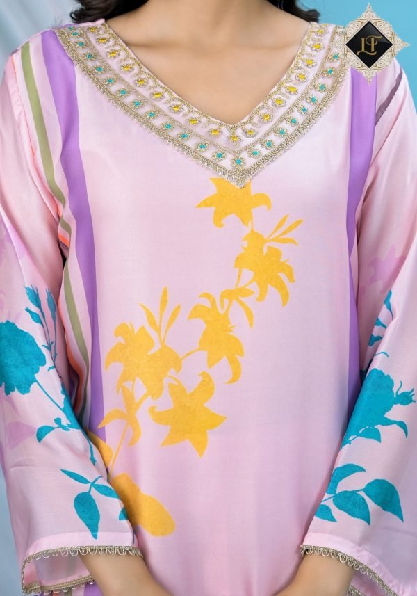 Pure Crepe Jaipuri Suit - 3Pc - Floral Pink