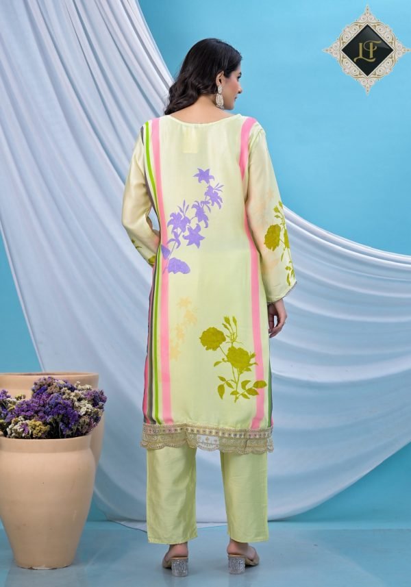 Pure Crepe Jaipuri Suit - 3Pc - Floral Green