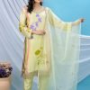Pure Crepe Jaipuri Suit - 3Pc - Floral Green