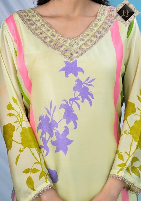 Pure Crepe Jaipuri Suit - 3Pc - Floral Green