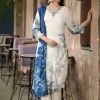 Pure Crepe Jaipuri Suit - 3Pc - White Blue Floral
