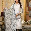 Pure Crepe Jaipuri Suit - 3Pc - White Black Floral