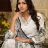 Pure Crepe Jaipuri Suit - 3Pc - White Black Floral