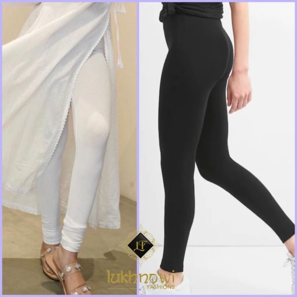 Strechable Modal Fabric Leggings - Black & White - Freesize