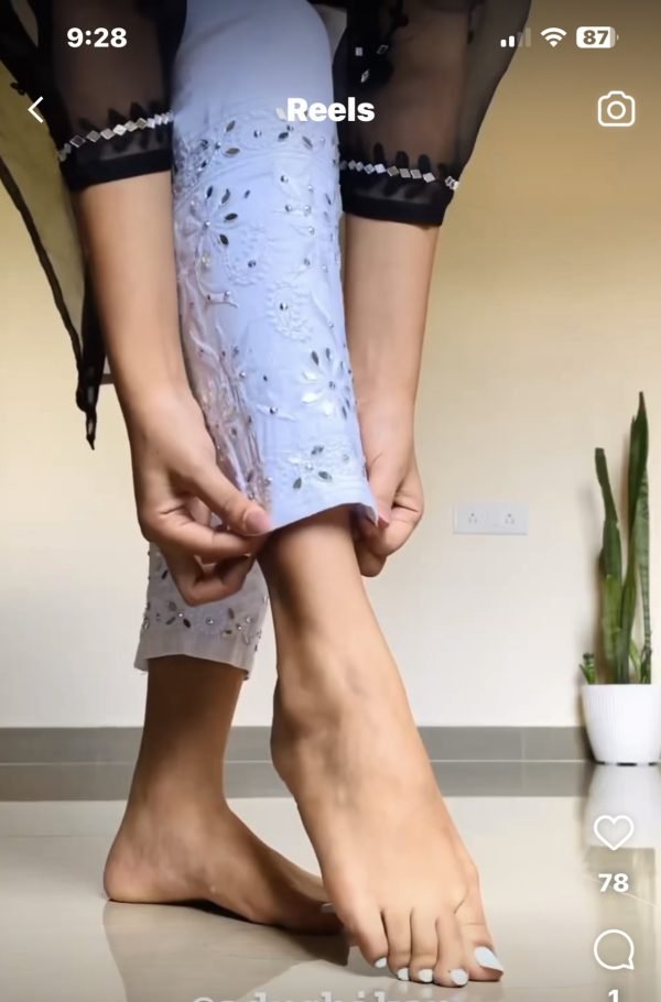 Chikankari Strectchable Mirrored Women Pants (With Pockets) - Freesize Fits Upto Large