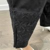 Stretchable Lycra Cotton Chikankari Pants (With Pockets) - Black & White - Freesize