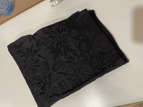 Stretchable Lycra Cotton Chikankari Pants (With Pockets) - Black & White - Freesize