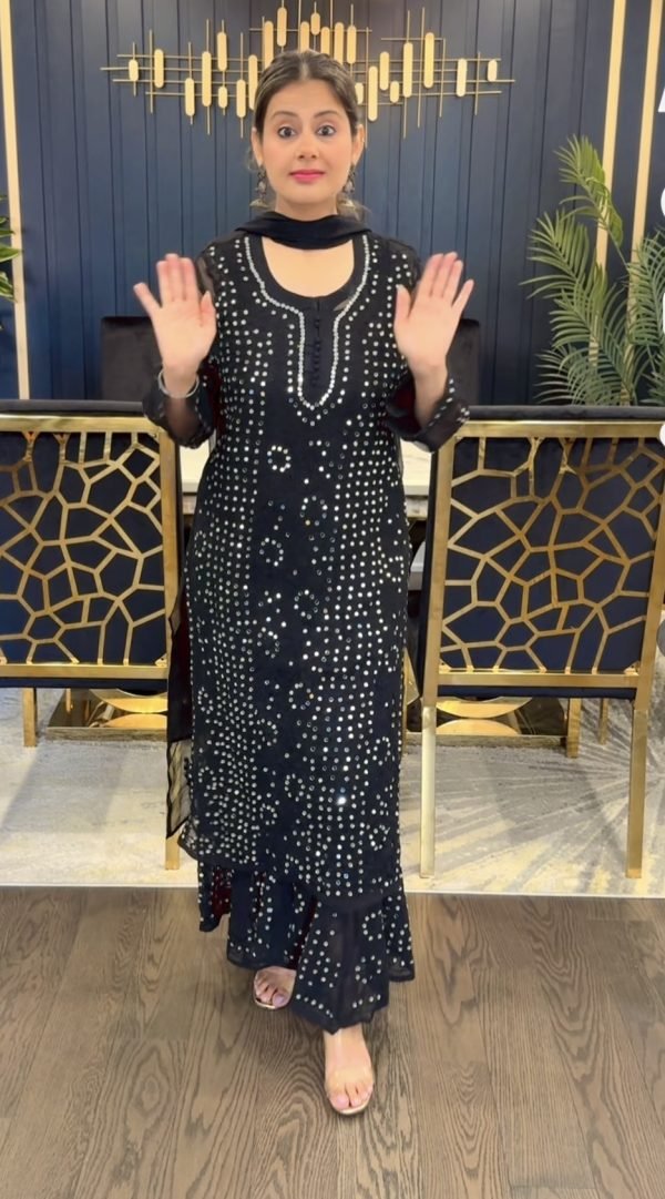 Georgette Chikankari Mirror Work Suits Ombre Colors (With Matching Inner) - 4Pc