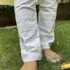 Stretchable Lycra Cotton Chikankari Pants (With Pockets) - Black & White - Freesize