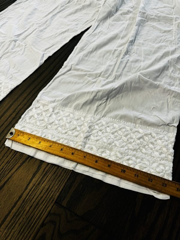 Chikankari Plus Size Palazzo Women's Pant - Freesize (L to 5XL) - White