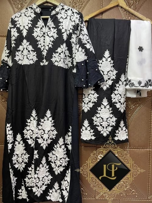 IMG_8729 Kashmiri Embroidery Band Neck Suits - 3Pc