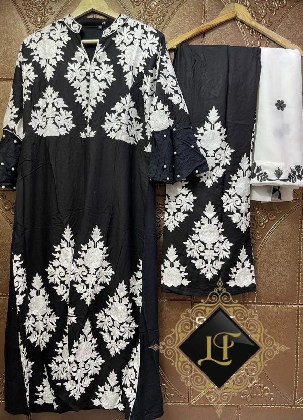 Kashmiri Embroidery Band Neck Suits - 3Pc