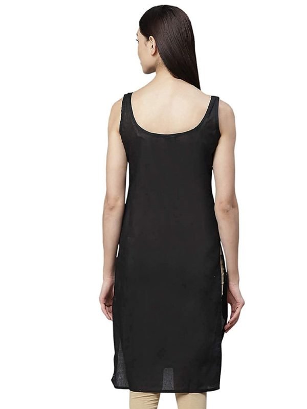 black inner back Georgette Black Chikankari Mirror Work Kurti (With Black Inner)