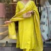 Roman Silk Suit with Banarasi Dupatta - Plus Sizes only - 3Pc - Neon Yellow