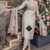 Premium Muslin Fabric Suit with Pants and Block Print Chanderi Dupatta - Gray