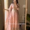 Fox Georgette Anarkali Sequence Embroidered with Dupatta - 2Pc - Peach