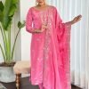 Pure Crepe Jaipuri Suit - 3Pc - Pink