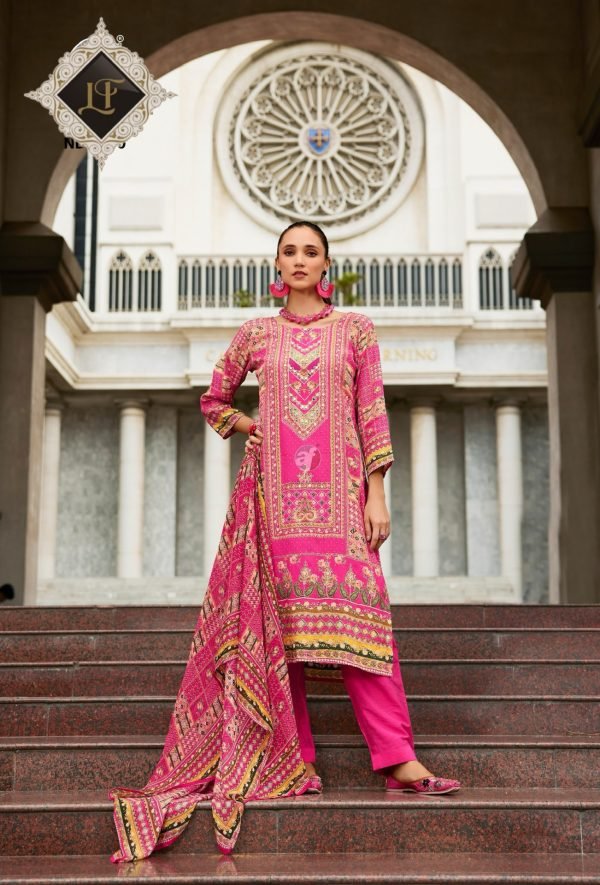 Digital Print Pure Crepe Suit - 3 Pc - Hot Pink