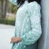 172208e7-3fb5-4705-8fc5-f13e8a0fe23a Muslin Chikankari Anchor Thread Work Aline Dress - Sage Green
