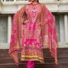 Digital Print Pure Crepe Suit - 3 Pc - Hot Pink