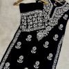 Premium Modal 2 Pc Kurti and Plazo Signature Set - White on Black