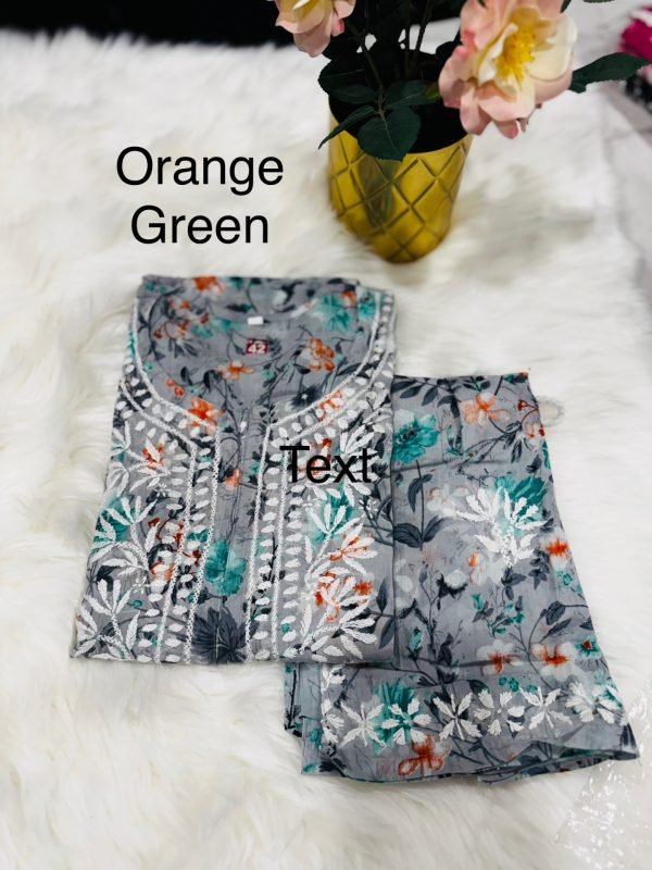 Printed Mulmul 2Pc Kurti and Plazo Set - Floral Print