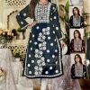 Georgette Chikankari Kurti with White 3D Embroidery - Blue, Wine, Black, Red