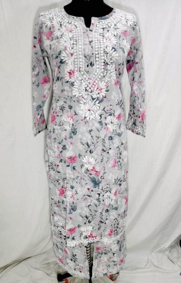 Printed Mulmul 2Pc Kurti and Plazo Set - Floral Print