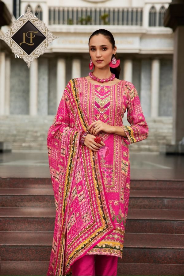 Digital Print Pure Crepe Suit - 3 Pc - Hot Pink