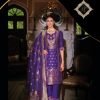 Banarasi Silk Straight Designer Suit with Golden Work - 3Pc