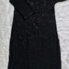 Black Modal Chikankari Kurti with Self Embroidery with Golden Mukesh work
