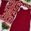Kashmiri Embroidery Front Open Suit - 3Pc - Shrug, Inner and Pants