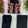 Kashmiri Embroidery Front Open Suit - 3Pc - Shrug, Inner and Pants