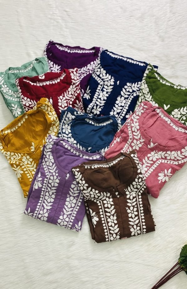 Premium Modal 2 Pc Kurti and Plazo Set - Mustard, Brown, Purple, Peach, Navy Blue, Olive Green, Sage Green, Maroon, Grey