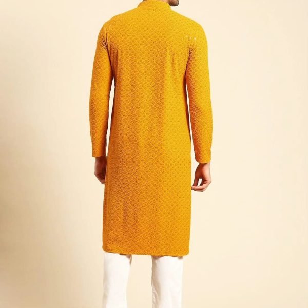 Mens Soft Flowy Reyon Chikankari Sequence work Kurta Pajama Sets - 2Pc - Plus Sizes