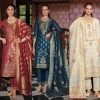 Banarasi Silk Straight Designer Suit with Golden Work - 3Pc