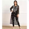 862081AC-C3EC-435D-AFF5-51B874AEE447 Georgette Black Chikankari Work Kurti (With Black Inner)