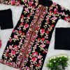 Kashmiri Embroidery Front Open Suit - 3Pc - Shrug, Inner and Pants