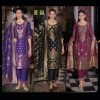 Banarasi Silk Straight Designer Suit with Golden Work - 3Pc