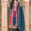Digital Print Pure Crepe Suit - 3 Pc - Blue and Pink Ombre Shade